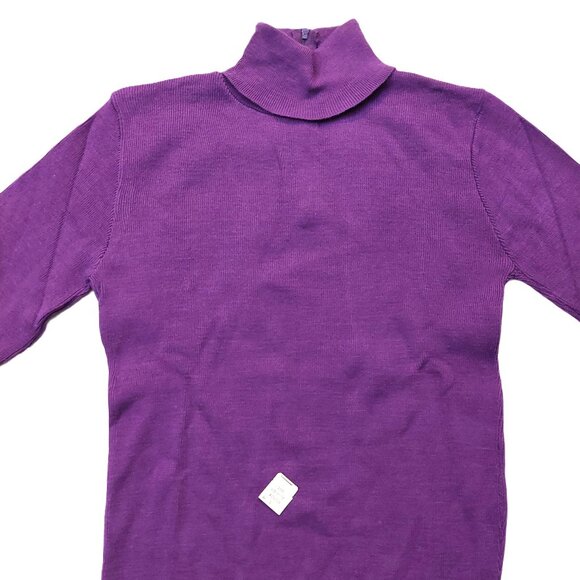 Pure Vintage 1940s-1950s Purple Long Sleeve Knit Turtleneck Sweater - Picture 5 of 11